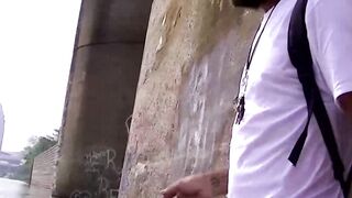 Long bearded amateur guy Squirell likes jerking off and draining his long dick down b
