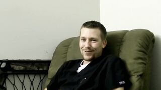 Stroking the 6 inches cock of gay amateur Hammer Head until he bursts his sticky load
