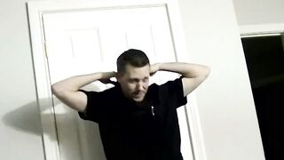 Stroking the 6 inches cock of gay amateur Hammer Head until he bursts his sticky load
