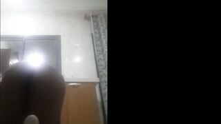 Slutty black sister cleaning home floor nude part one