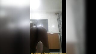 Slutty black sister cleaning home floor nude part one