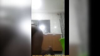 Slutty black sister cleaning home floor nude part one