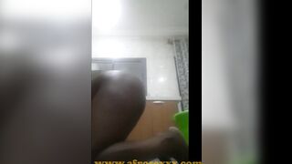 Slutty black sister cleaning home floor nude part one