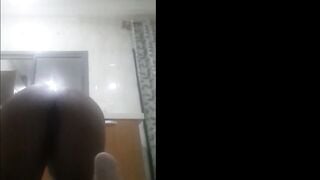 Slutty black sister cleaning home floor nude part one