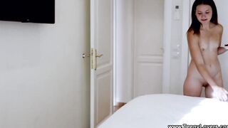 Teeny Couple - Adorable gal Matty taking a shower and fucking