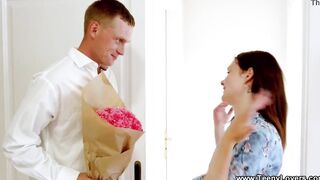 Teeny Couple - Adorable gal Matty taking a shower and fucking