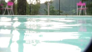 Rough sex into the hotel pool with a adorable Colombian blonde