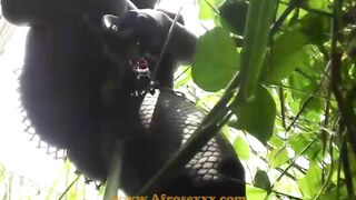 Adorable african fucking her cunt outdoors