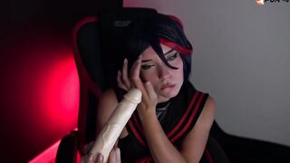 Ryuko Matoi Fucks Herself with Big Toy into Snatch and Mouth