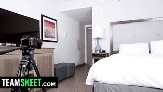 Lucky Stud Is Interviewing A babe And Charismatic Roxie Sinner And Welcomes Her With His Big Penis
