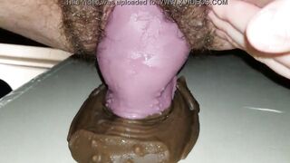 Natural unshaved fat fiance gapes snatch fucks bad dragon dildo