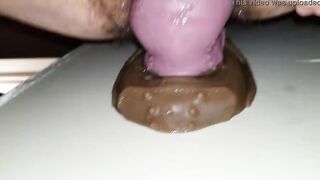 Natural unshaved fat fiance gapes snatch fucks bad dragon dildo