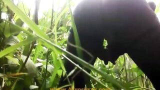 native Ebony toy masturbating into the jungle