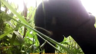 native Ebony toy masturbating into the jungle