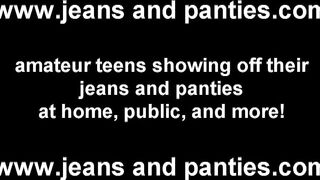 Tight blue jeans hug my vagina just right