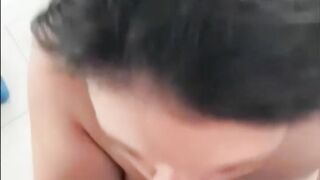 Hispanic eighteen thot gets Big jizzed into the Kitchen after I caught her inside the WC! Slow motion facial