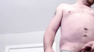 Pumping all of the hot load of cum inside the white cock of straight Dave