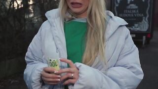 Yellow haired Maya Rose gobbles my cock then endures my deep pounding