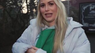 Yellow haired Maya Rose gobbles my cock then endures my deep pounding
