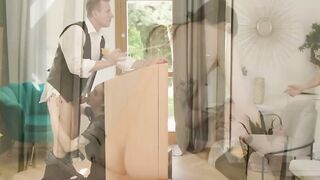 Lovely girl Alisa Horakova sucks a hot guy before he fucks her on the chair