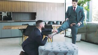 Sexy Bastian Karim serves sloppy blowjob before getting banged by Justin Jett