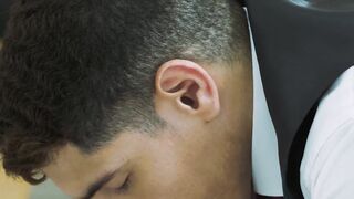 Sexy Bastian Karim serves sloppy blowjob before getting banged by Justin Jett