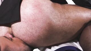 Suited Beau Butler sits face before getting pounded by horny Sir Peter