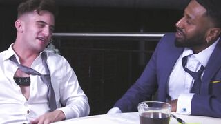 Sexy Trevor Cruz sits the big black cock of suited Braxton Cruz