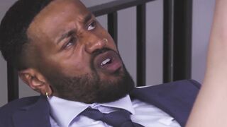Sexy Trevor Cruz sits the big black cock of suited Braxton Cruz