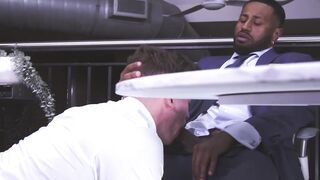 Sexy Trevor Cruz sits the big black cock of suited Braxton Cruz