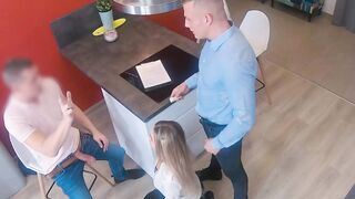 I was welcomed by blonde Madlenas pussy in my new apartment while her husband is ther