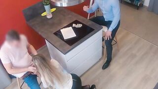 I was welcomed by blonde Madlenas pussy in my new apartment while her husband is ther