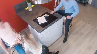 I was welcomed by blonde Madlenas pussy in my new apartment while her husband is ther