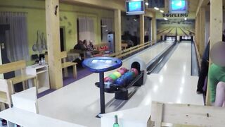 Striking attractive girl Ornella Morgens tight pussy while cuckold plays bowling