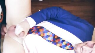 Fingering and ass pumping by suited guys Franky Fox and Charlie Cherry
