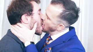 Fingering and ass pumping by suited guys Franky Fox and Charlie Cherry