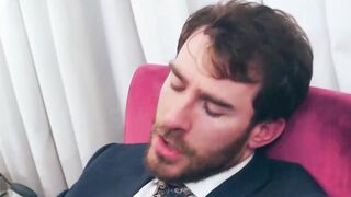 Fingering and ass pumping by suited guys Franky Fox and Charlie Cherry