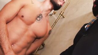 Wet rimming and anal fucking in the shower by sexy Jhon Ramirex and Dani Robles