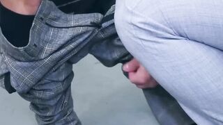 Tailor Dan Tyser jerks cock while getting his ass rammed by John Brachalli