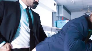 Rough ass rimming and shoving by suited Teddy Torres and Only Matt