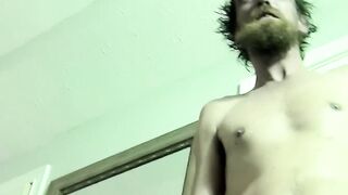 Straight long bearded Eric explodes his cum after getting his cock sucked