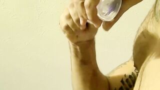 Tattoed muscled amateur Duncan Dixxx fucks and shoot his load to another muscled guys