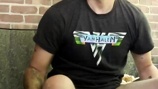 Straight muscled guy Karma rubbing his big cock until it releases hot sticky cum