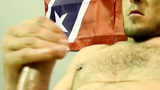 Straight guy Mike is jerking off his big penis until it spurts out sticky cum