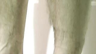 Straight guy Mike is jerking off his big penis until it spurts out sticky cum