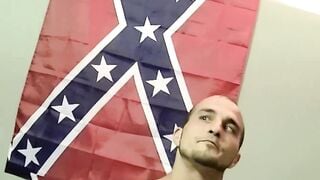 Straight guy Mike is jerking off his big penis until it spurts out sticky cum