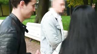 Cuckold cries while his seductive girl Sofi Le is moaning for another guy