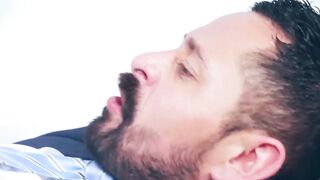 Rough fucking and wet rimming by suited Christian Sam and Little Brako