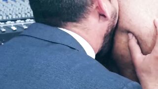 Rough fucking and wet rimming by suited Christian Sam and Little Brako