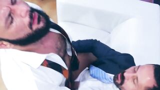 Rough fucking and wet rimming by suited Christian Sam and Little Brako